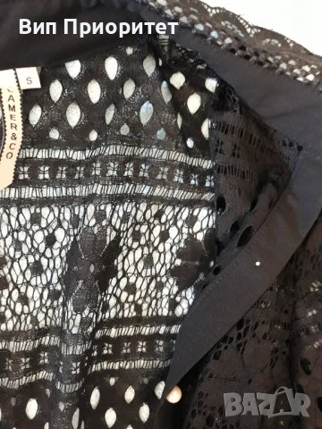 Риза- туника с перлени копчета, черна дантела, много ефектна стилна, снимка 5 - Туники - 37409061