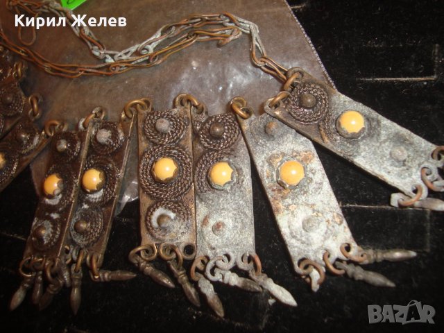 ВЪЗРОЖДЕНСКА БРОНЗОВА ОГЪРЛИЦАА с МЕДНО СИНДЖИРЧЕ и КАМЪНИ 142, снимка 5 - Колекции - 30652653