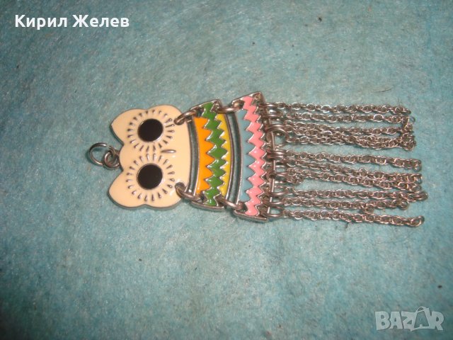 СИМПАТИЧНА ФИГУРАЛНА АРТ СРЕБРИСТА ЕМАЙЛИРАНА ВИСУЛКА МОМИЧЕШКИ ВЕСЕЛ МЕДАЛЬОН 18099, снимка 2 - Колиета, медальони, синджири - 35353254