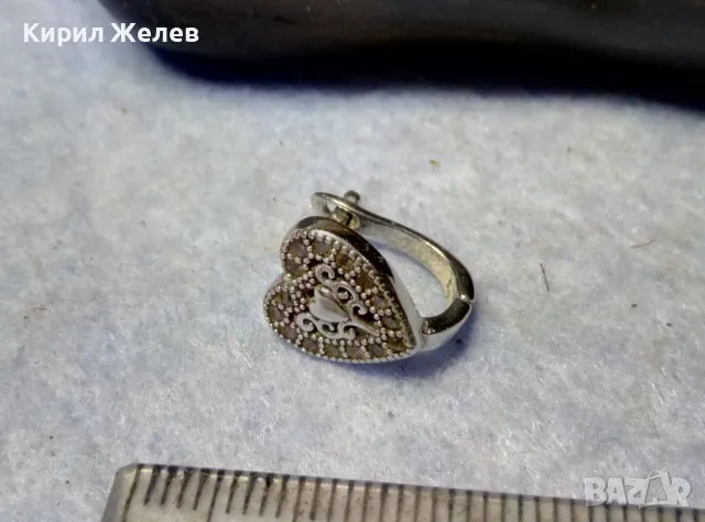 СКЪПОЦЕННА СЪРЦЕВИДНА СРЕБЪРНА ОБЕЦА СРЕБРО 925 с ФАСЕТИРАНИ ЮВЕЛИРНО ЦИРКОНИ 48633, снимка 7 - Обеци - 49522602