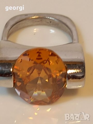 Масивен сребърен пръстен с цитрин, снимка 8 - Пръстени - 39627975