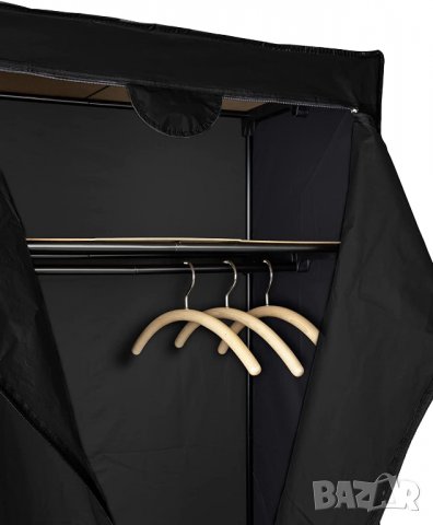 Гардероб WENKO Deep Black с рафт, полиетилен винил ацетат, 75 x 160 x 50 см, черен, снимка 3 - Органайзери - 39956949