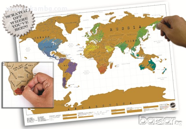 1078 Скреч Карта на Света, снимка 11 - Други стоки за дома - 30933535