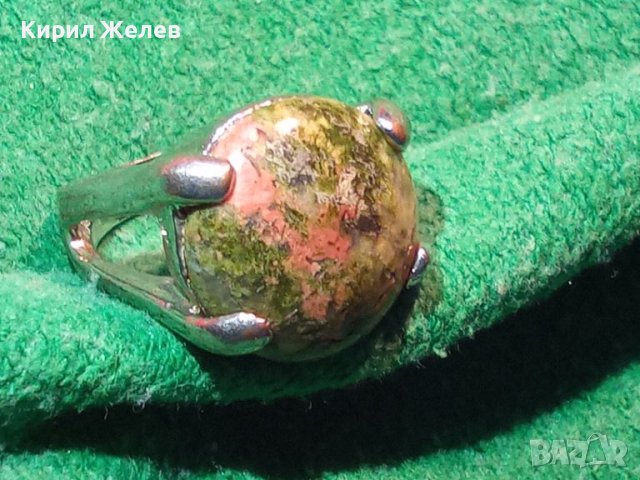 СКЪПОЦЕНЕН МЕДЕН ХРОМИРАН КРАСИВ КЛАСИЧЕСКИ МОДЕЛ ПРЪСТЕН с НАТУРАЛЕН ШЛИФОВАН КАМЪК 36967, снимка 4 - Пръстени - 39709324