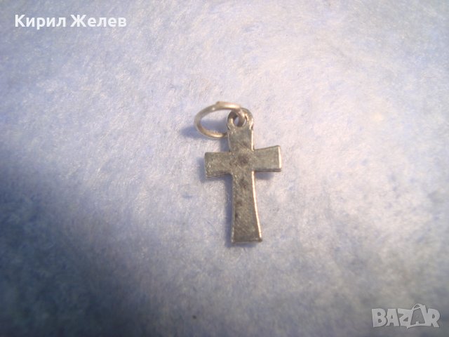 СТАРО СРЕБЪРНО или ПОСРЕБРЕНО НАГРЪДНО РАЗПЯТИЕ КРЪСТЧЕ с ХАЛКИЧКА за ОКАЧВАНЕ от СТОМАНА 27166 , снимка 3 - Антикварни и старинни предмети - 36868445