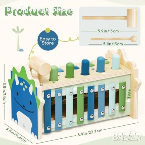 Нова Дървена образователна играчка за фина моторика с чукче и зъбни колела, снимка 2 - Образователни игри - 54042163
