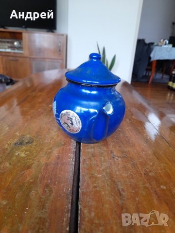 Стар емайлиран чайник #6, снимка 2 - Антикварни и старинни предмети - 40712980