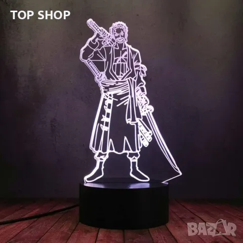 3D лампа RGB с дистанционно САМУРАЙ. две плаки, снимка 3 - Лампи за стена - 48927955