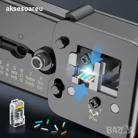 Комплект от 20 броя RJ45 CAT6/CAT5e конектори позлатени 8P8C модулни щекери UTP FTP Ethernet мрежи, снимка 3 - Кабели и адаптери - 56224975