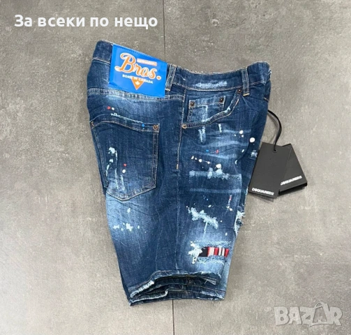 DSQUARED2 Мъжки Сини Къси Дънки С Накъсан Ефект🔝Дамски Къси Дънкови Панталони Код Mens P.191, снимка 2 - Дънки - 53921526