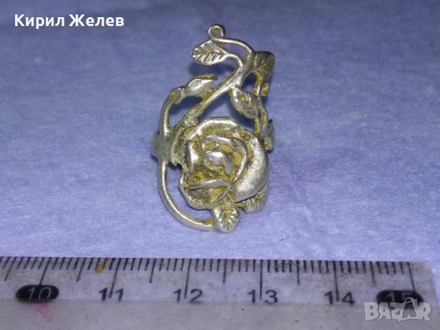 Стар ПРЕКРАСЕН ФЛОРАЛЕН АРТ НУВО СРЕБЪРЕН ПРЪСТЕН РОЗА - ВИСОКА ПРОБА СРЕБРО МАЙСТОРСКА РАБОТА 40613, снимка 15 - Антикварни и старинни предмети - 42644214