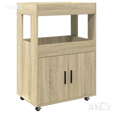 vidaXL Бар количка, дъб сонома, 60x39,5x89 см, инженерно дърво