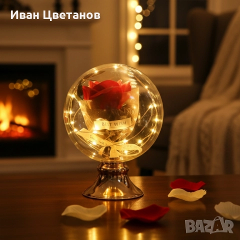 Лампа с роза и мека светлина – подарък, който остава и след празника