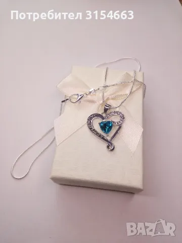 Сребърно колие с кристали , снимка 8 - Колиета, медальони, синджири - 50178822