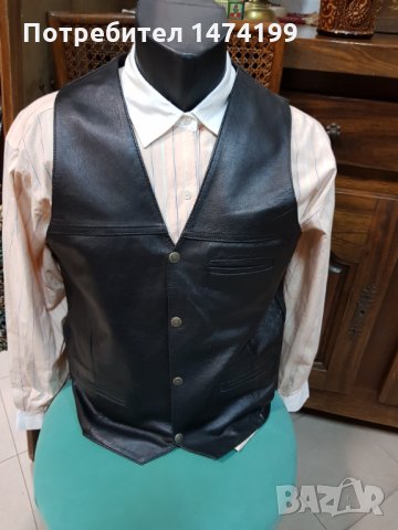 Мъжки кожен елек, нов