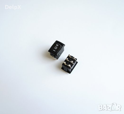 Ключ,6 pin, 3 положения, черен, 250V, 3A, 19x13mm, снимка 1 - Друга електроника - 42609980