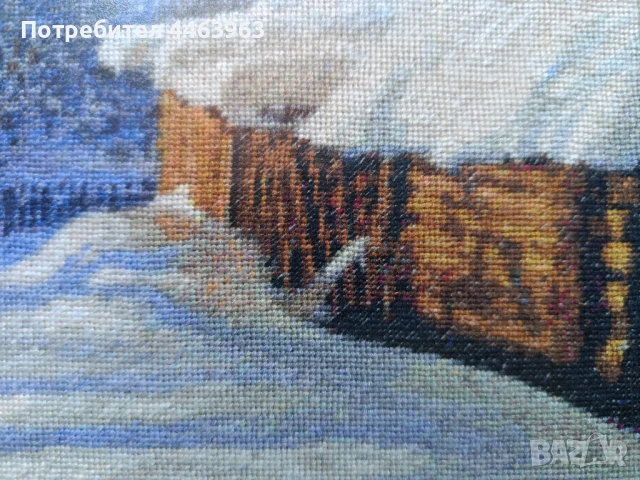 гоблен ,,Утрото след Коледа", 32/22 см, снимка 16 - Гоблени - 51278802