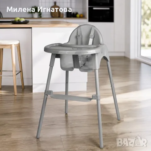 Детско столче за хранене, сиво, снимка 5 - Столчета за хранене - 55929272