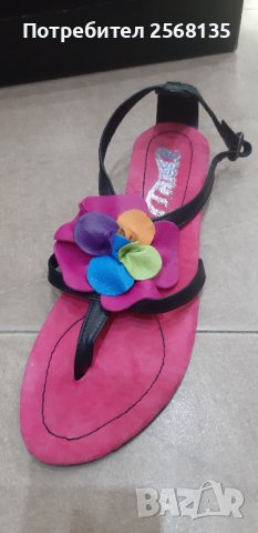 Разкошни Сандалети Естествена Кожа Цветна с Красиво Цвете акцент!НОВИ!, снимка 2 - Сандали - 40853967