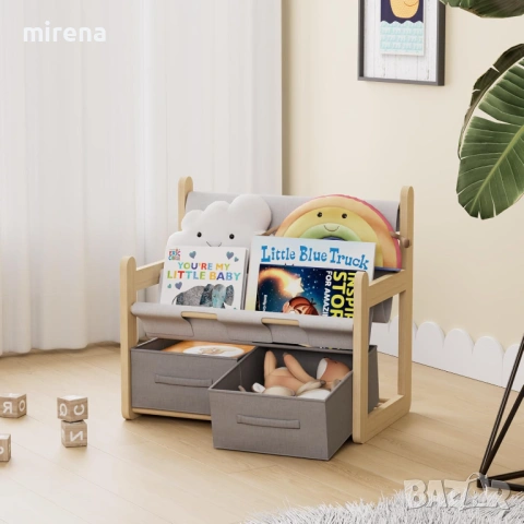 2-етажна детска етажерка чекмеджета Монтесори органайзер книги детска, снимка 6 - Шкафове - 53298686