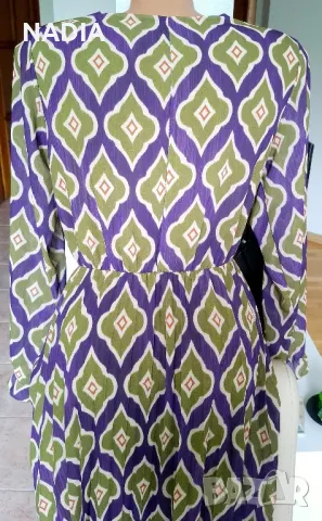 Рокля зелено с лилаво, снимка 3 - Рокли - 50370316