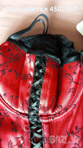 Комплект червен корсет със жартиери и прашки, снимка 5 - Корсети, бюстиета, топове - 51884806