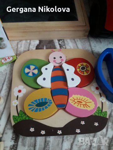 Дървени пъзели,сортер и сервиз за хранене, снимка 2 - Образователни игри - 31304695