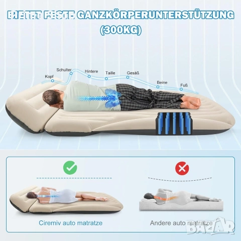 Надуваем матрак за багажник на автомобил 195x130x15см + помпа и аксесоари , снимка 4 - Надуваеми легла - 54241113