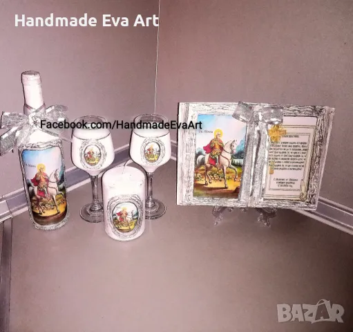 Подарък за всеки повод, ръчна изработка- Старинна книга с икона на Свети Мина и личен поздрав, снимка 7 - Ръчно изработени сувенири - 47602278