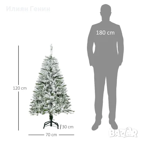 Изкуствена коледна елха HOMCOM, снежен ефект, снимка 3 - Изкуствени цветя - 56550517