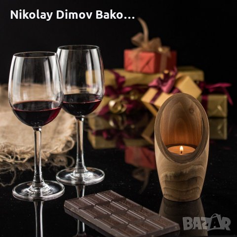 Свещник от орех , модел "Щастие", снимка 2 - Декорация за дома - 31268640