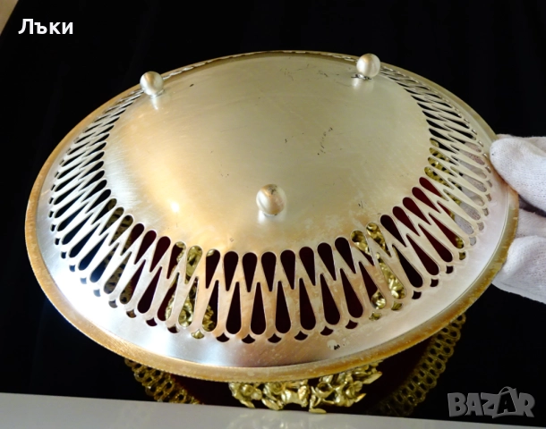Посребрена фруктиера,съд за сладки,релеф,ажур. , снимка 5 - Антикварни и старинни предмети - 52978444