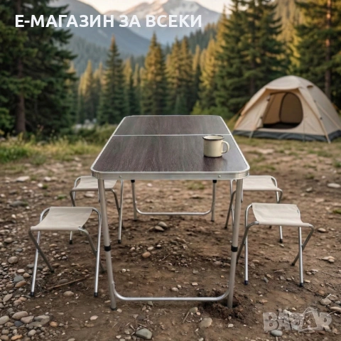 Комплект сгъваема къмпинг маса с 4 стола, снимка 3 - Къмпинг мебели - 53947962