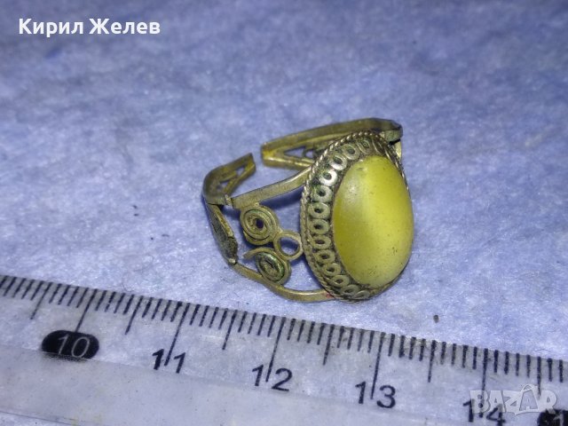 СТАРИНЕН ФИЛИГРАНЕН МЕЛХИОРЕН СКЪПОЦЕНЕН РЕТРО ПРЪСТЕН с ОГРОМЕН ЮВЕЛИРНО ШЛИФОВАН ЛУНЕН КАМЪК 26117, снимка 5 - Антикварни и старинни предмети - 40574642