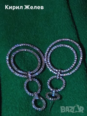 КРАСИВИ СТАРИ СРЕБЪРНИ КРИСТАЛНИ ВИНТИДЖ - АРТ ОБЕЦИ 32587, снимка 4 - Обеци - 38382045