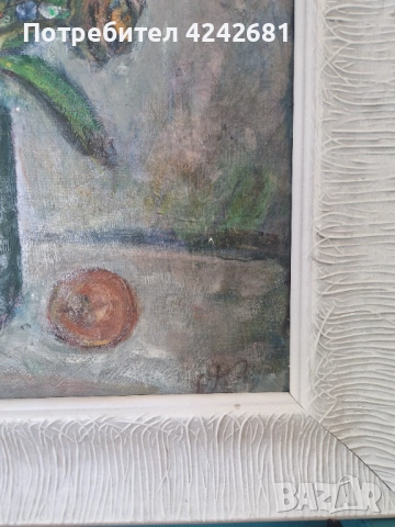 Маслен натюрморт "Рози" - худ.Ненчо Русев, снимка 3 - Картини - 52870288