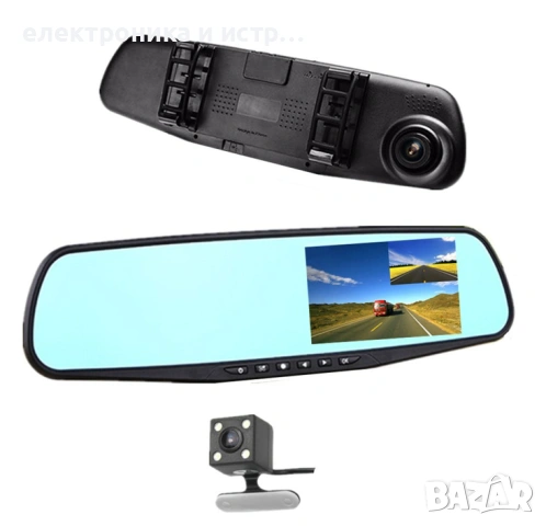 ПРЕДНА и ЗАДНА КАМЕРА Огледало с дисплей видеорегистратор регистратор , снимка 3 - Други - 53041306