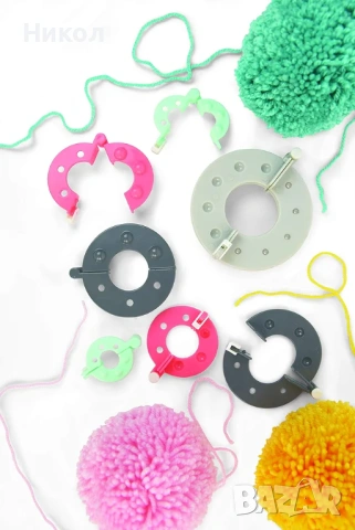 Комплект за изработка на помпони Sizzix, Инструмент за изработка на помпони „Направи си сам“, 4 разм, снимка 3 - Декорация за дома - 53166353