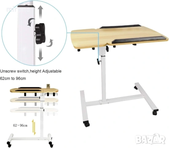 Маса над легло, повдигаща се с накланящ се плот, компютърно бюро,, снимка 2 - Бюра - 53298641
