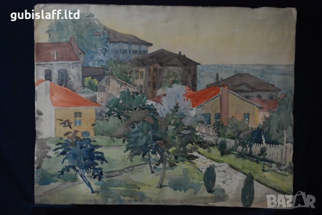 Картина, "Изглед от Пловдив", худ. Г. Ракев, 1950-те год.