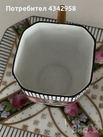 Рядка винтидж порцеланова чаша с чинийка – Art Deco, Германия (1920–1930 г.)  , снимка 5 - Антикварни и старинни предмети - 53934535