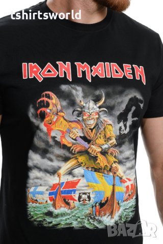 Нова мъжка тениска с дигитален печат на музикалната група IRON MAIDEN, Викинг С ГРЪБ, снимка 2 - Тениски - 40415691