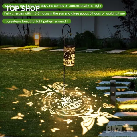 Freekite 2 бр. соларни фенери за открито, IP65 водоустойчиви бронзови метални ангелски пеперуди, снимка 2 - Соларни лампи - 49566500