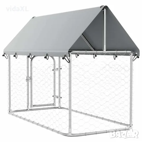 vidaXL Дворна клетка за кучета с покрив, 200x100x150 см, снимка 8 - За кучета - 56146209