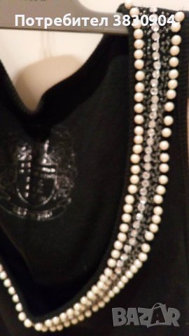 Нов топ Zara, черен с перли, размер L, снимка 9 - Потници - 42206150