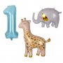 Комплект Балони "Жираф, слон и цифра 1" /3 броя/