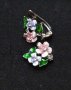 Уникални обеци с ръчно рисуван емайл и кристали - цветя, снимка 5