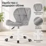 Въртящ се стол със сив велур и бяла основа, снимка 4