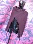 Тъмно лилава жилетка с ресни тип пончо с ръкави С, снимка 1