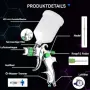 HVLP пистолет за боядисване с чаша 600ml и 3 дюзи, снимка 4